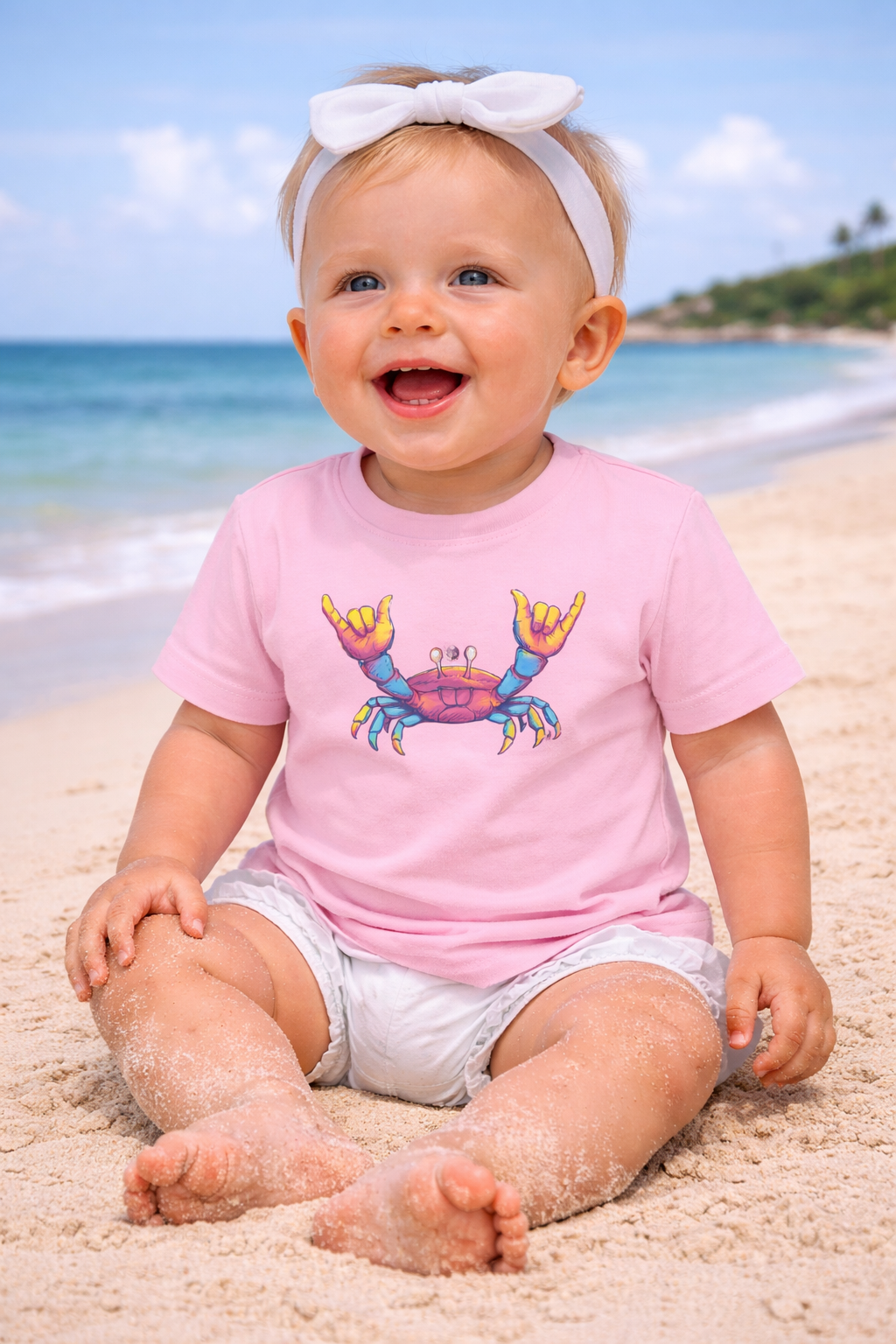 Babies Retro Rock Crab T-Shirt – Vibrant Summer Beach Shirt