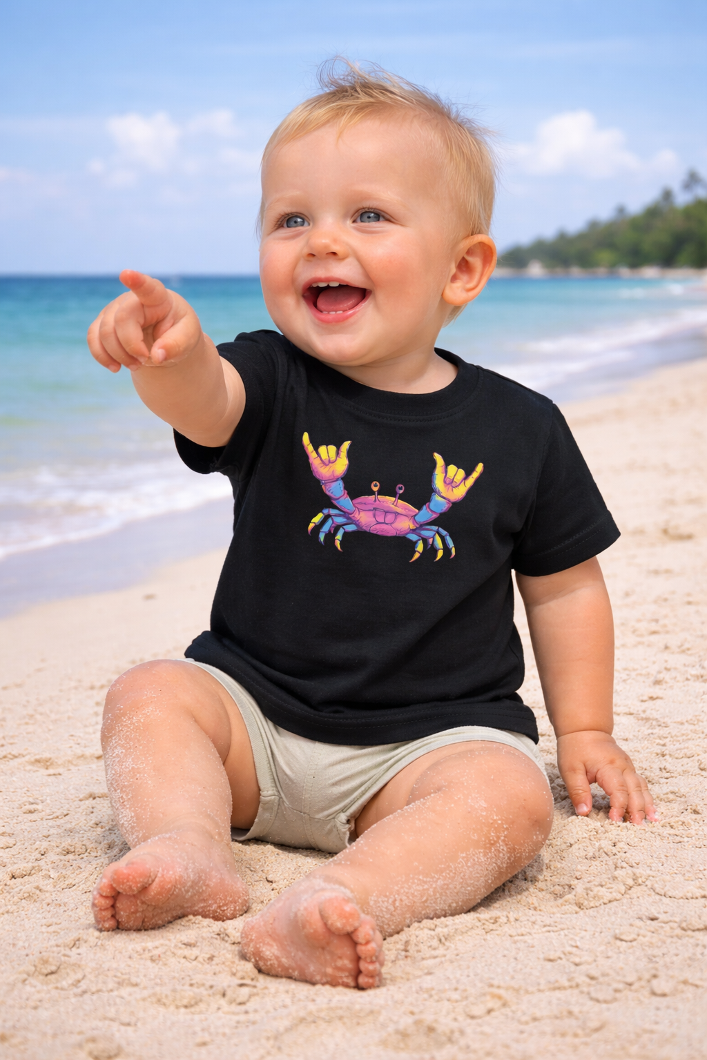 Babies Retro Rock Crab T-Shirt – Vibrant Summer Beach Shirt