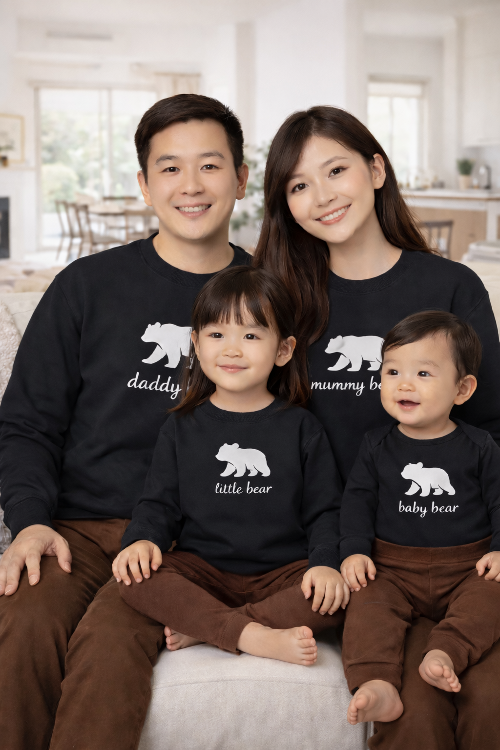Bear Family Matching Jumper Set – Black | Matching Family Outfits
