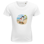 Kids white duck skateboard t-shirt, funny summer beach shirt for boys and girls, matching family holiday outfits