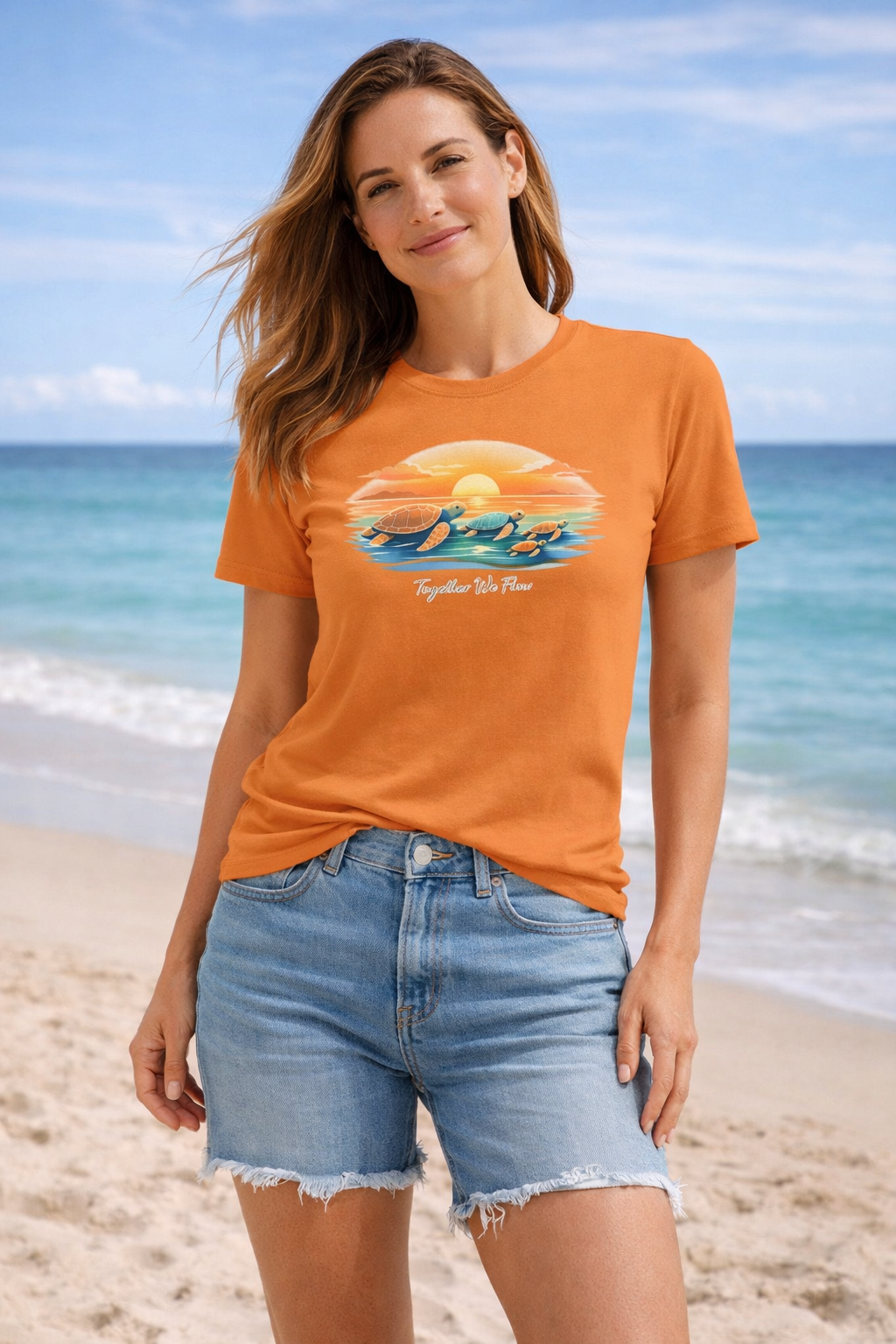 Women’s Sea Turtle Sunset T-Shirt – Soft Graphic Tee | Beach Vibes Shirt