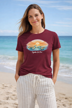 Soft women’s beach graphic tee with sea turtle print, lightweight summer t-shirt for everyday wear