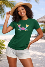 Women's Retro Rock Crab T-Shirt – Vibrant Summer Beach Shirt