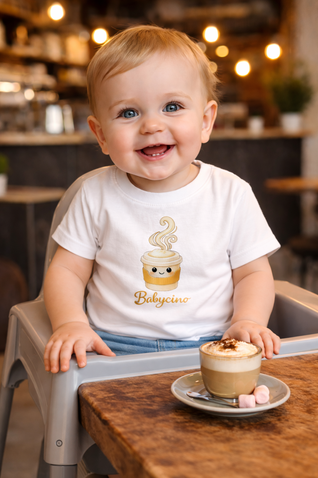 Mummy and Baby Coffee Matching Long Sleeve Tops – White