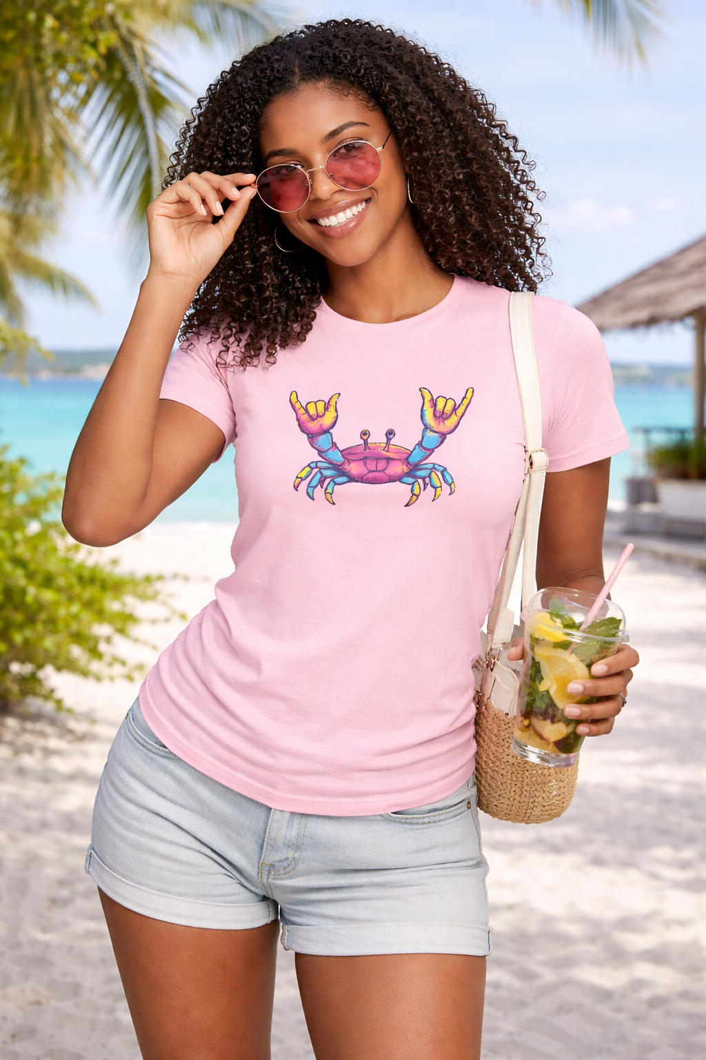 Women's Retro Rock Crab T-Shirt – Vibrant Summer Beach Shirt