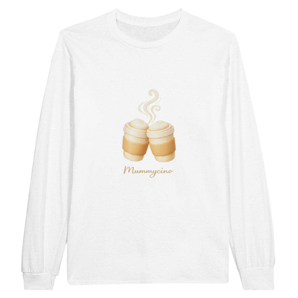 Mummy and Baby Coffee Matching Long Sleeve Tops – White