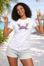Women's Retro Rock Crab T-Shirt – Vibrant Summer Beach Shirt