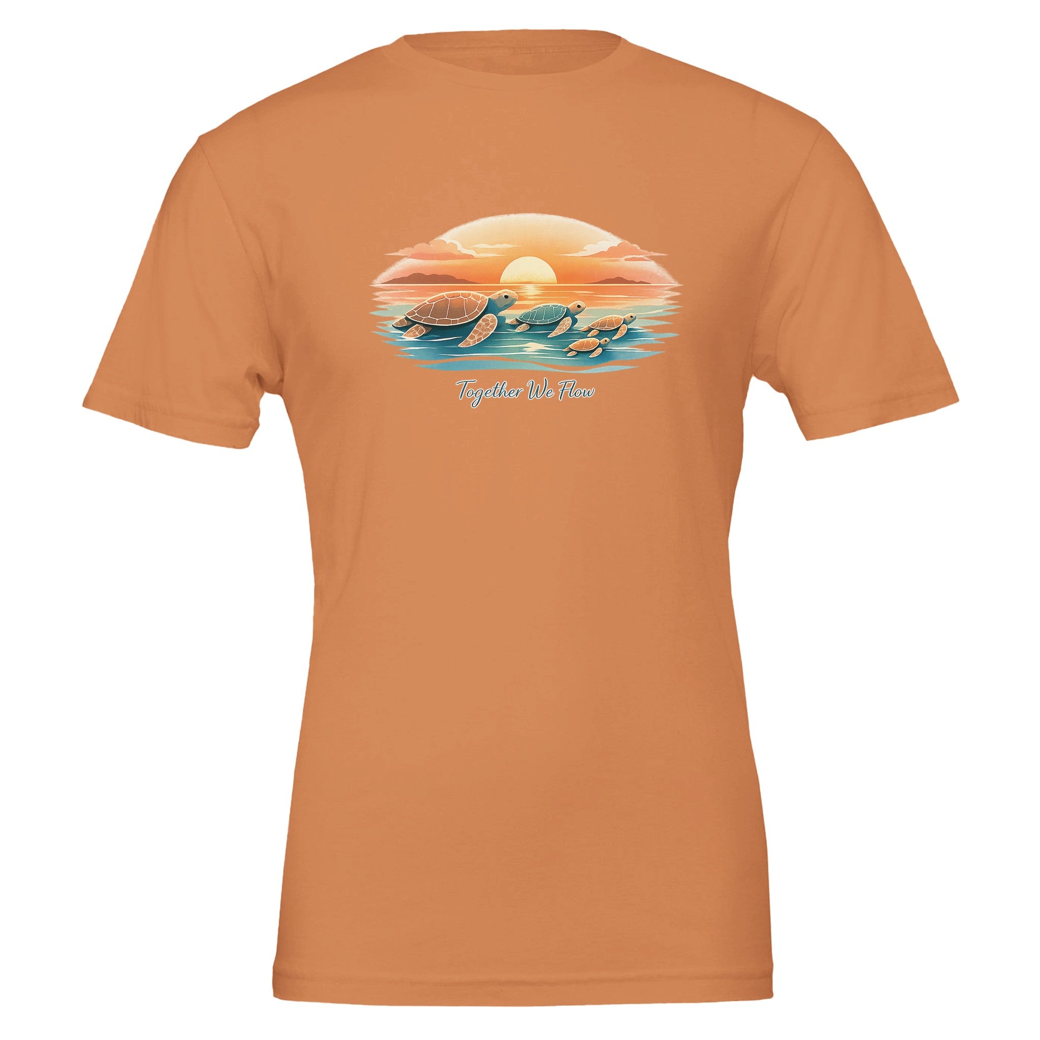 Orange sunset turtle t-shirt, vibrant beach graphic tee, tropical summer shirt for men