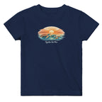 Navy kids turtle sunset t-shirt with “Together We Flow” print – stylish toddler beach holiday top
