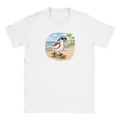 White sand skateboarding duck t-shirt beach graphic summer mens tee