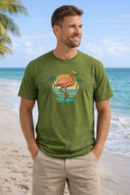 Men's Retro Flamingo Beach T-Shirt – Vintage Sunset T-Shirt