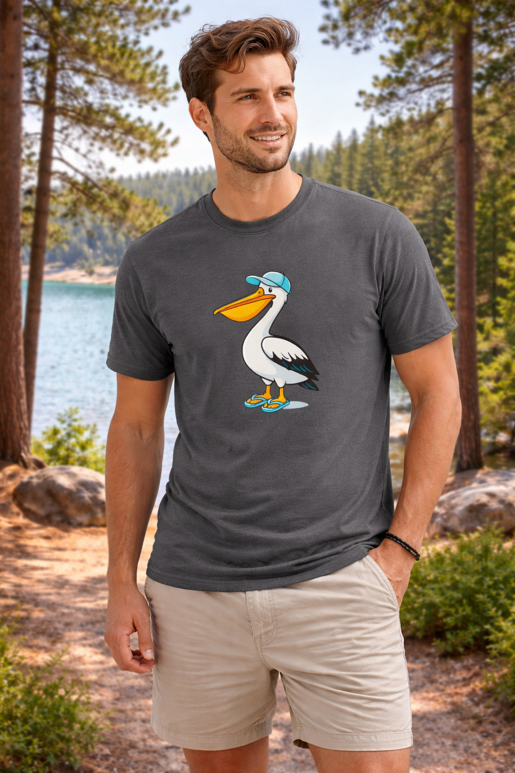 Men’s Pelican T-Shirt – Fun Holiday Beach Shirt – Family Matching Outfit Top