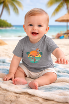 Babies Retro Flamingo Beach T-Shirt – Vintage Sunset T-Shirt