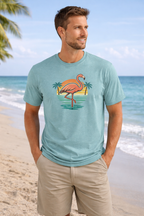 Men's Retro Flamingo Beach T-Shirt – Vintage Sunset T-Shirt