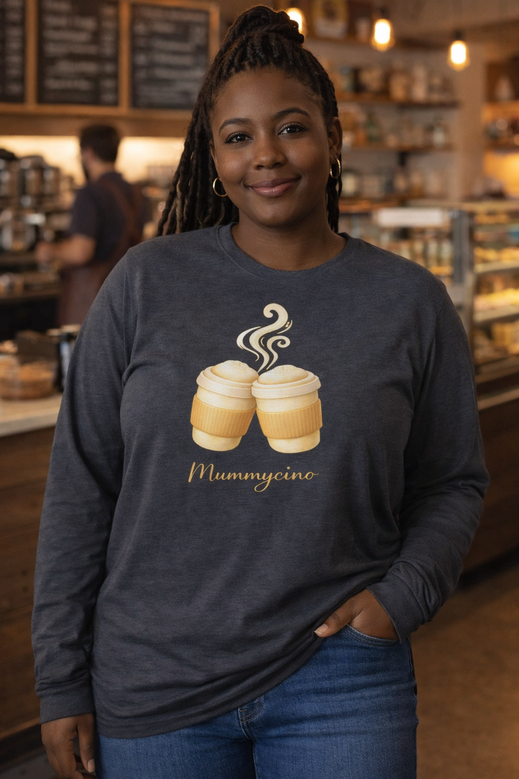 Mummy and Baby Coffee Matching Long Sleeve Tops – Grey