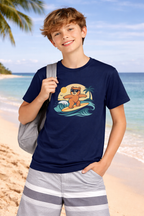 Kids Surfing Bear T-Shirt – Beach Vibes Cotton T-Shirt