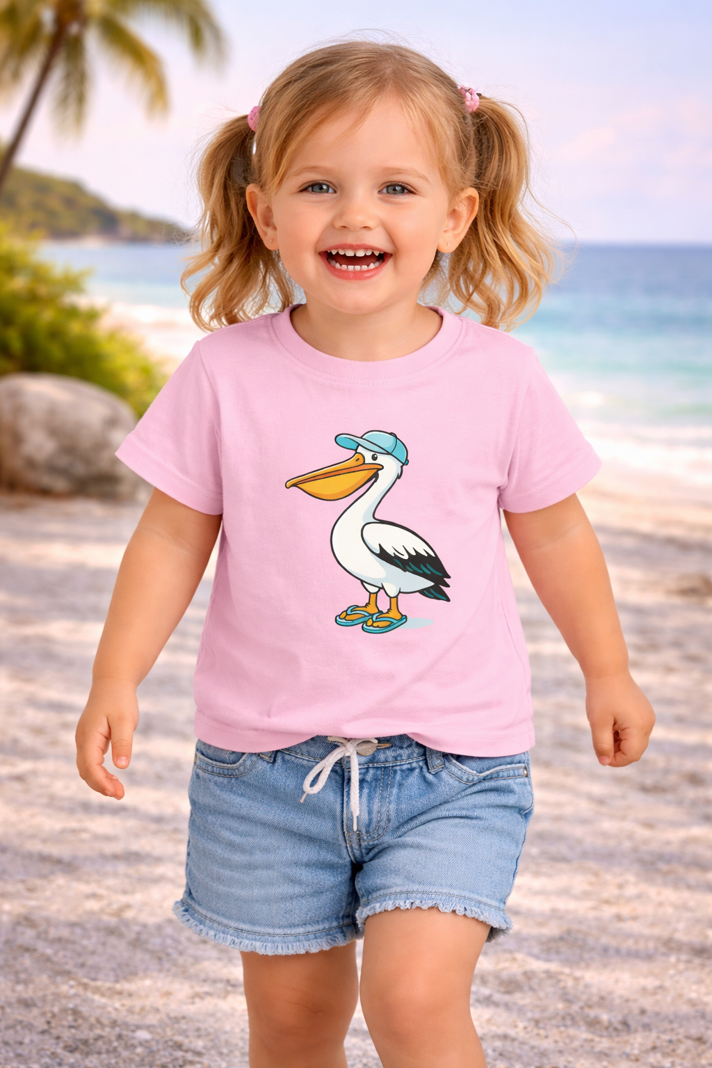 Babies Pelican T-Shirt – Fun Holiday Beach Shirt – Family Matching Outfit Top
