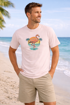 Men's Retro Flamingo Beach T-Shirt – Vintage Sunset T-Shirt
