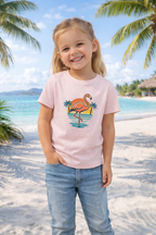 Kid's Retro Flamingo Beach T-Shirt – Vintage Sunset T-Shirt