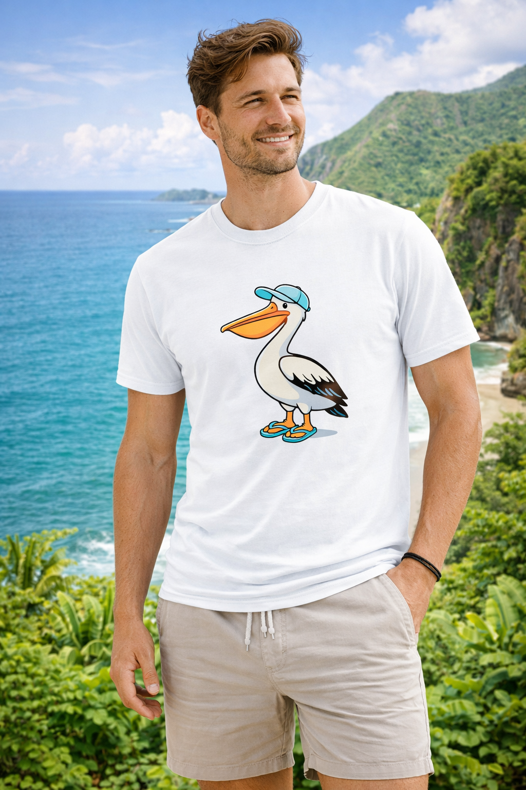 Men’s Pelican T-Shirt – Fun Holiday Beach Shirt – Family Matching Outfit Top