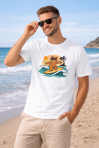 Men’s Surfing Bear T-Shirt – Beach Vibes Cotton T-Shirt