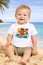 Babies Surfing Bear T-Shirt – Beach Vibes Cotton T-Shirt