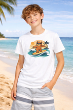 Kids Surfing Bear T-Shirt – Beach Vibes Cotton T-Shirt